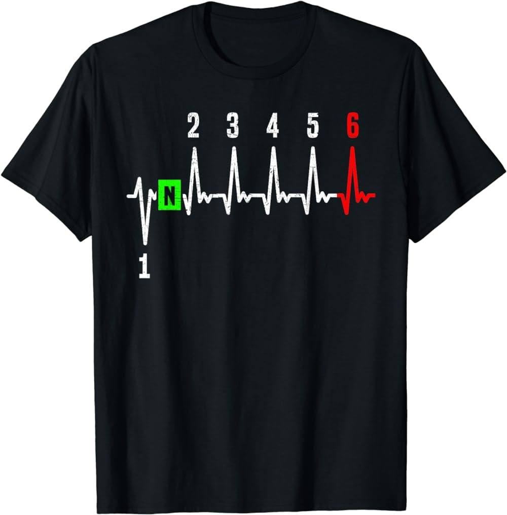 1N23456 1 Down 6 Up Motorcycle Shift Pattern T-Shirt