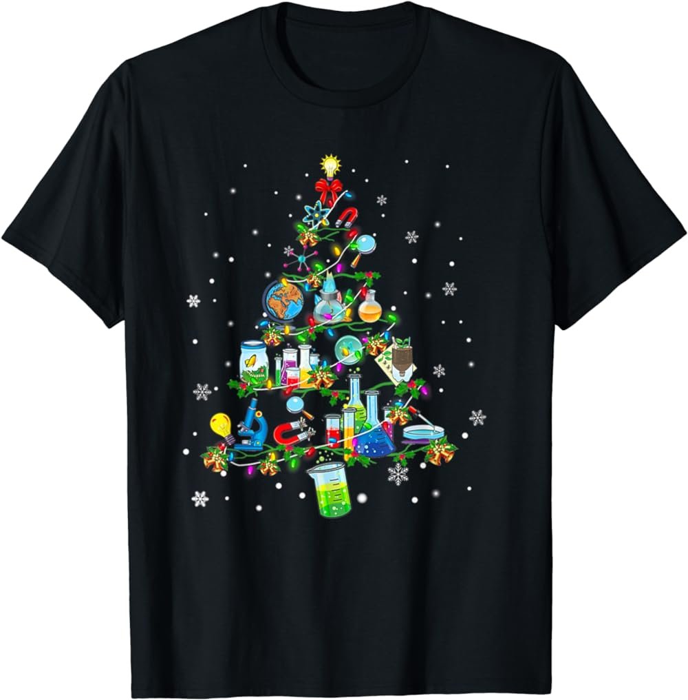 Science Christmas Lights Tree Decoration Science Xmas Snow T-Shirt
