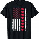 Valentine's Day US flag hearts T-Shirt