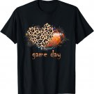 Game Day Leopard Heart Football Lovers Football Players T-Shirt