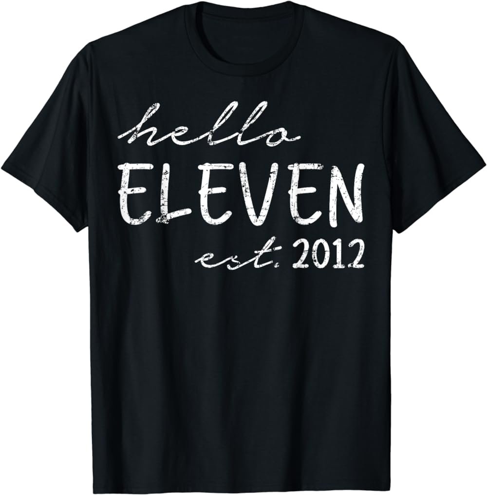 Est. 2012, Hello Eleven Years Old Boy or Girl, 11th Birthday T-Shirt