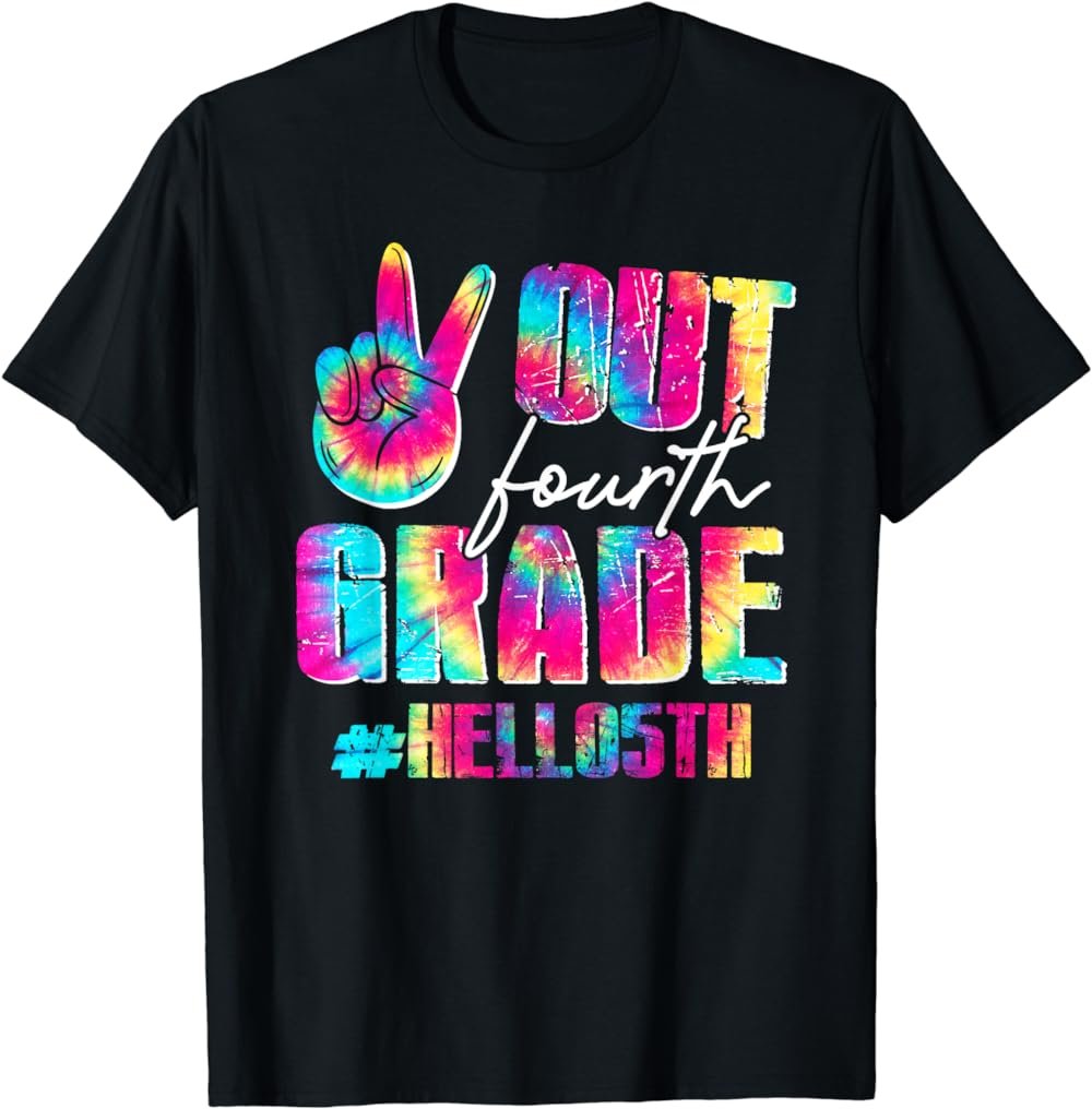 Peace Out 4th Grade Hello 5th Grade Tie Dye 1st Day Kids T-Shirt