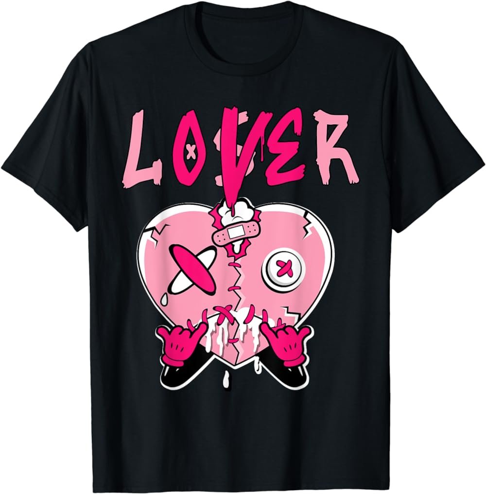 Pink Loser Lover Pink Drip Heart Matching Tee For Men Women T-Shirt