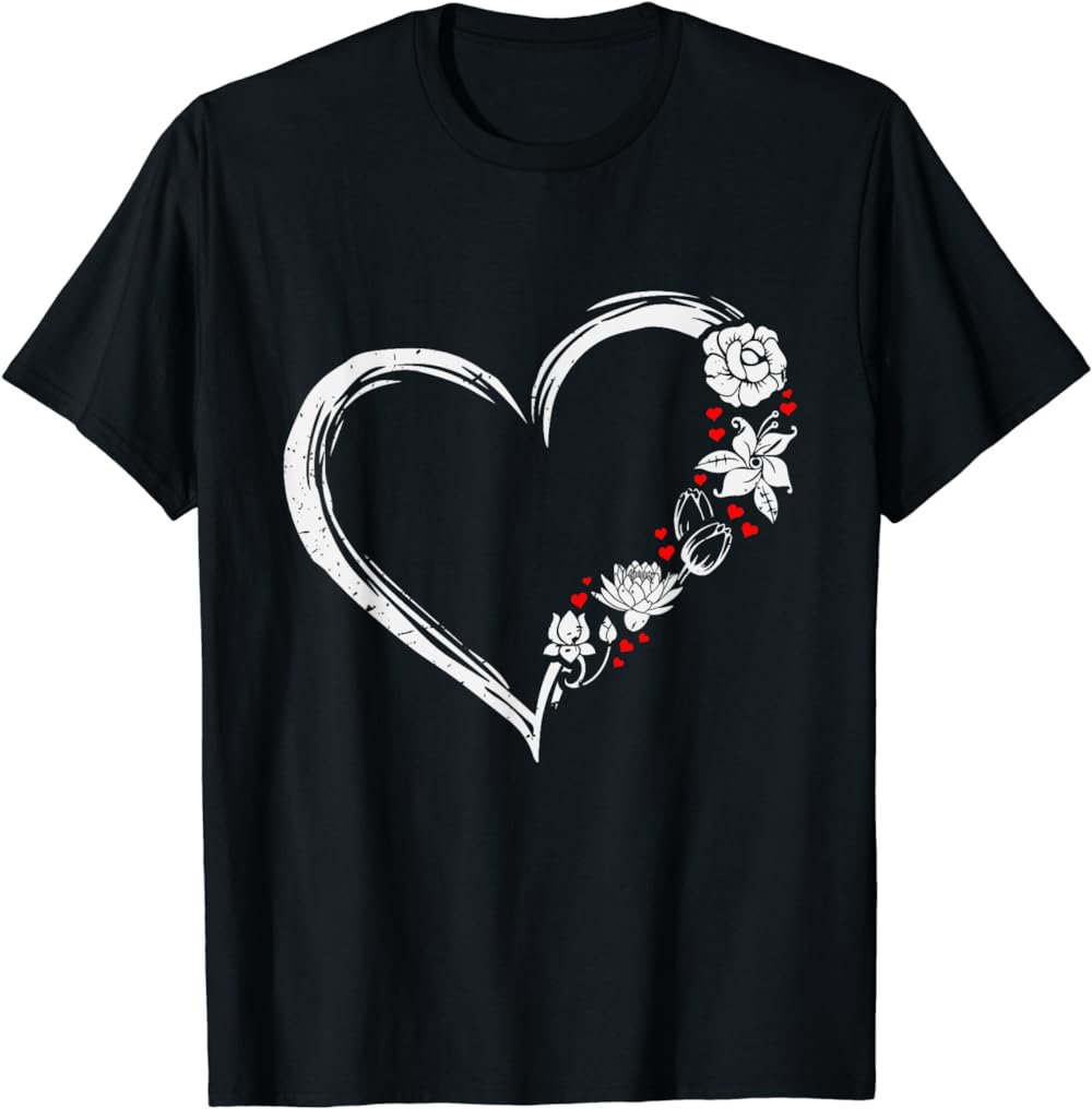 Awesome Heart Flowers Rose Men, Women T-Shirt