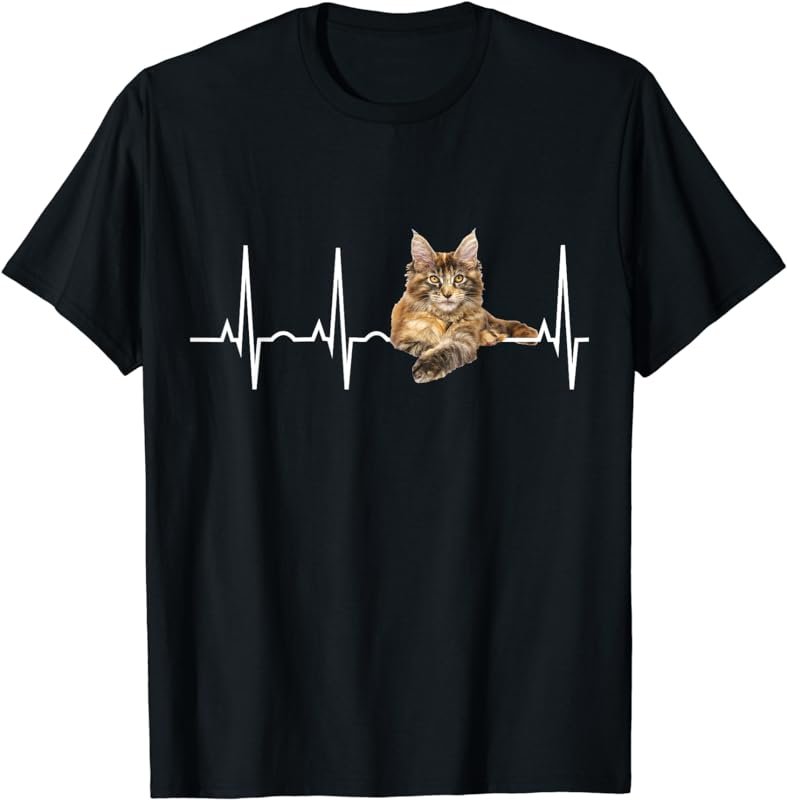Maine Coon TShirt - Cat Lover Heartbeat Gift Shirt