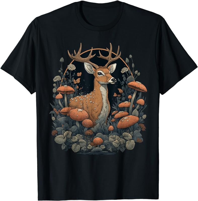 Cottagecore Aesthetic Cute Floral Deer Graphic Girls Women T-Shirt