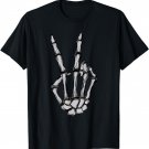 Halloween Skeleton Scary Peace Sign Bones Hand V Sign T-Shirt