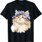 Cute Cat Blue Flower Crown T-Shirt Cats Tee Shirt Gifts