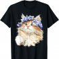 Cute Cat Blue Flower Crown T-Shirt Cats Tee Shirt Gifts