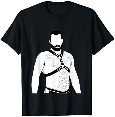 Gay Leather Gay Daddy Man Bear Kink Fetish BDSM Gay Beard w T-Shirt