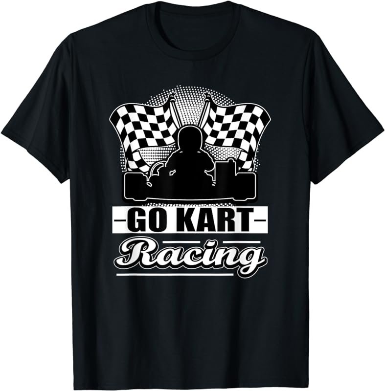 Go Kart Racing Funny White Silhouette T-Shirt