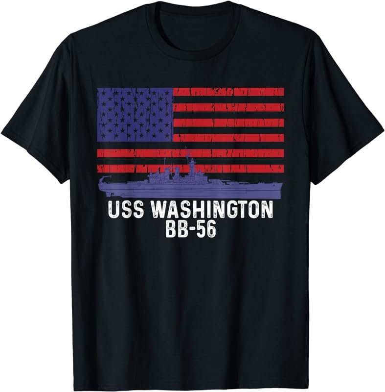 USS Washington BB-56 Battleship Vintage American Flag T-Shirt