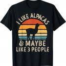 I Like Alpacas And Maybe Like 3 People Funny Alpaca Retro T-Shirt