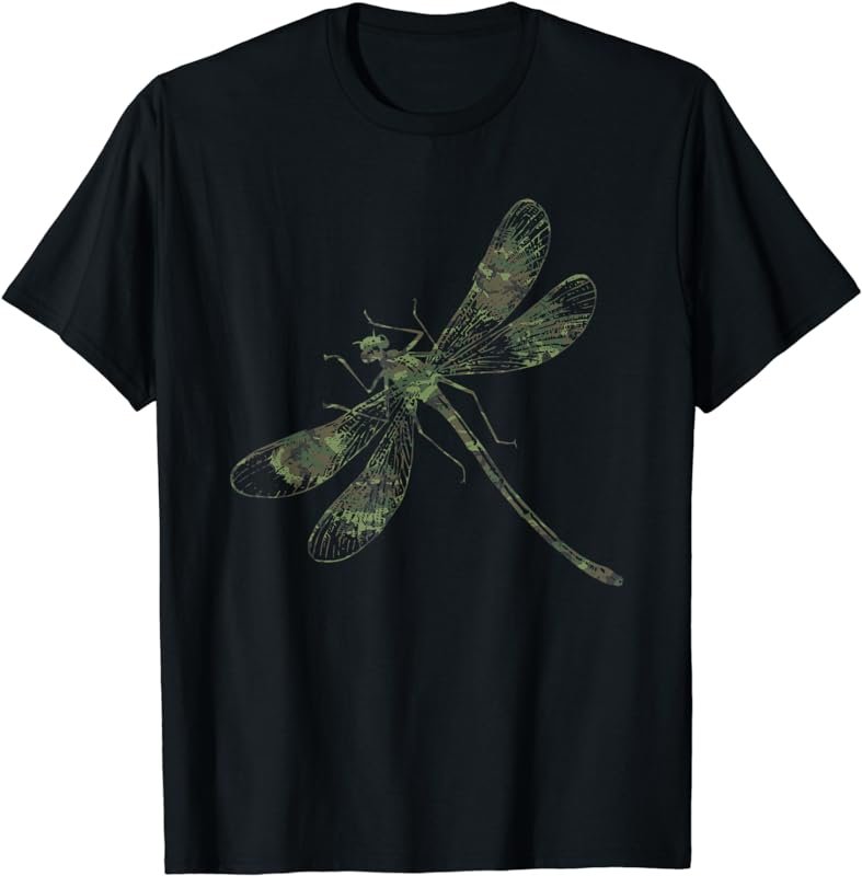 Military Dragonfly Camo Print US Swarm Veteran Men Gift T-Shirt