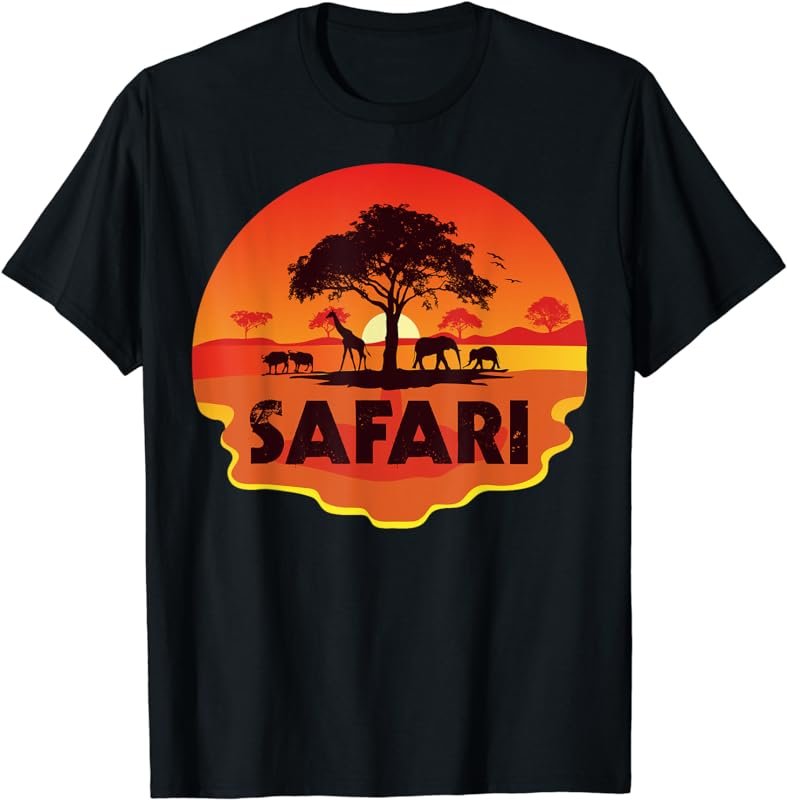 African Safari Gift Beautiful Sunset Wild Animals Safari T-Shirt