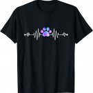 Funny Veterinarian Rainbow Paw Print Heartbeat Vet Tech T-Shirt