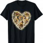 Vintage Bleached Cow Print Heart Sunflower Western Women T-Shirt
