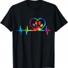 Cat Lovers Heartbeat Colorful Heart Rainbow Tie Dye T-Shirt