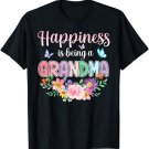 Happiness Is Being A Grandma Est 2022 Women Floral Grandma T-Shirt