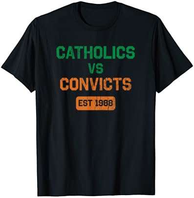 Catholics Vs Convicts 1988 Retro Vintage Distressed T-Shirt