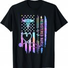 Tie Dye Registered Nurse RN EKG Stethoscope Nursing USA Flag T-Shirt