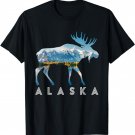 Retro Alaska AK Moose Juneau Mountains Wildlife Women Men T-Shirt