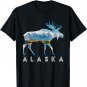 Retro Alaska AK Moose Juneau Mountains Wildlife Women Men T-Shirt