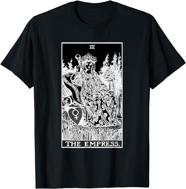 The Empress Tarot Card III Black And White - Card Number 3 T-Shirt