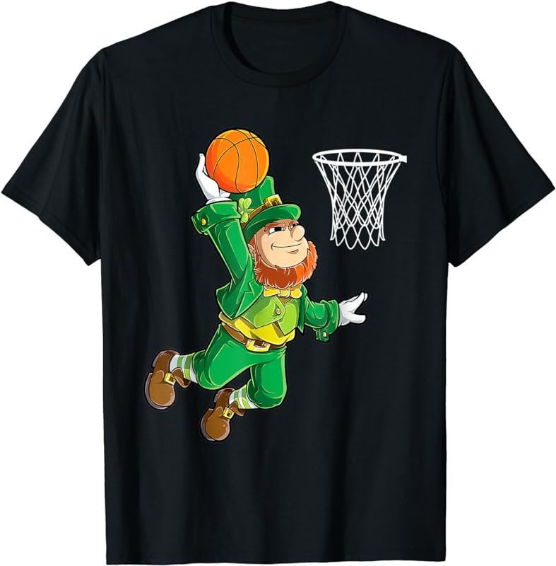 Leprechaun Basketball Dunk St Patricks Day Boys Men Sports T-Shirt