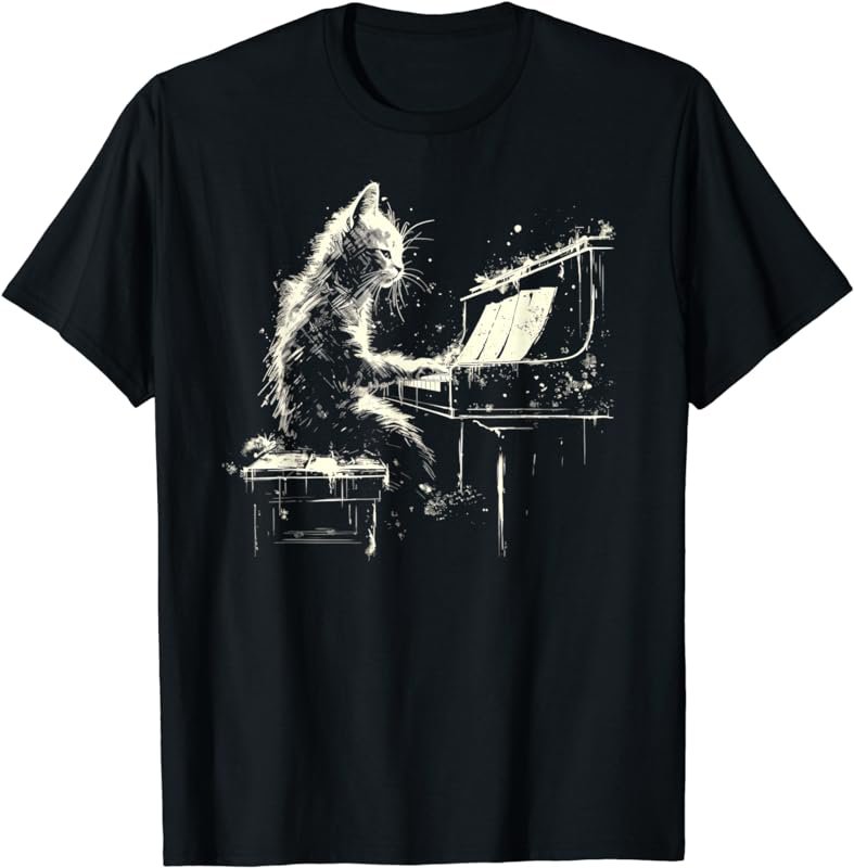 Cat Playing Piano T-Shirt