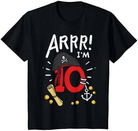 Kids 10th Birthday Pirate Ten Theme Party T-Shirt