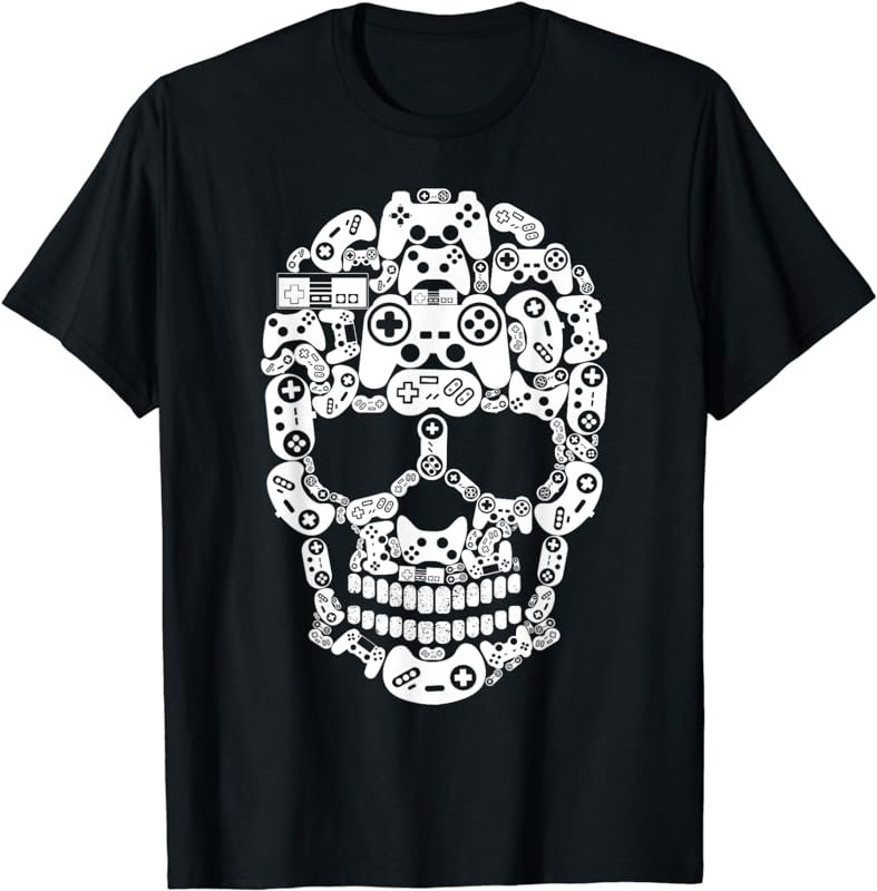 Halloween Skeleton skull Gamer boys men controller Gaming T-Shirt