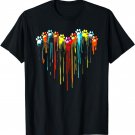 colorful dog paw heart print T-Shirt