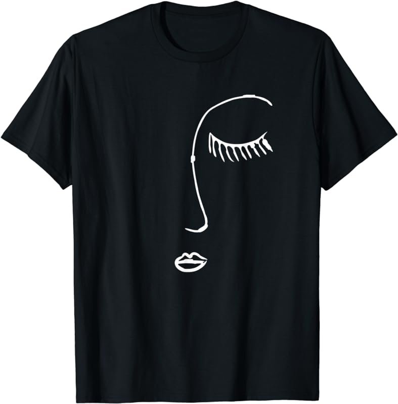 Portrait Line Drawing Sketch Face T-Shirt Abstract Art Tee