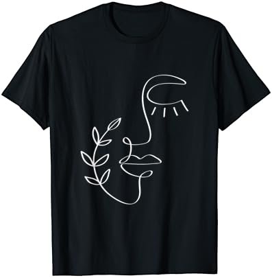 Minimalist Abstract Line Art Feminine Botanical Aesthetic T-Shirt