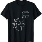 Minimalist Abstract Line Art Feminine Botanical Aesthetic T-Shirt