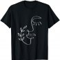 Minimalist Abstract Line Art Feminine Botanical Aesthetic T-Shirt