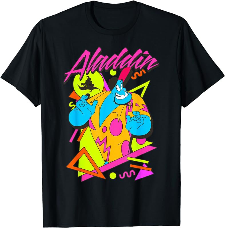 Disney Aladdin Genie Retro Abstract 90's Print Graphic T-Shirt
