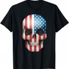 Vintage USA Flag Skull 4th July Red White Blue Stars Stripes T-Shirt