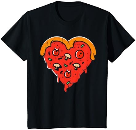 Kids Heart Pizza Valentines Day Cute Italian Food Chef Foodie T-Shirt