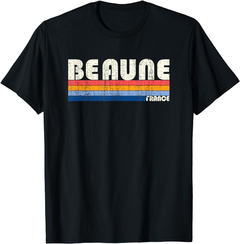 Retro Vintage 70s 80s Style Beaune, France T-Shirt
