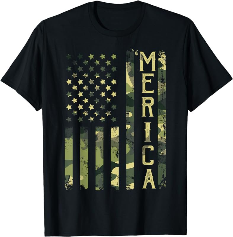 Merica Camo American USA Flag Camouflage Patriotic T-Shirt