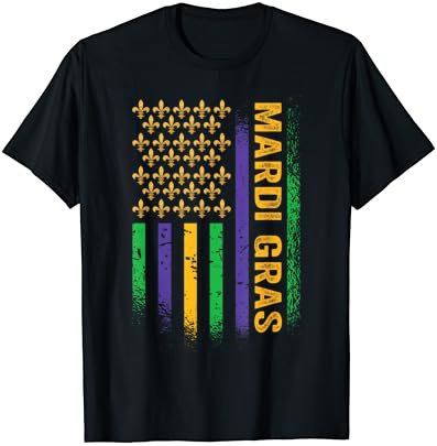 Mardi Gras American Flag USA Flag Mardi Gras Costume T-Shirt