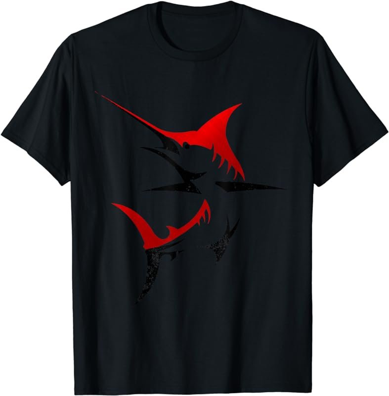 Beautiful Red Black striped Marlin Fishing Deep Sea Angler T-Shirt