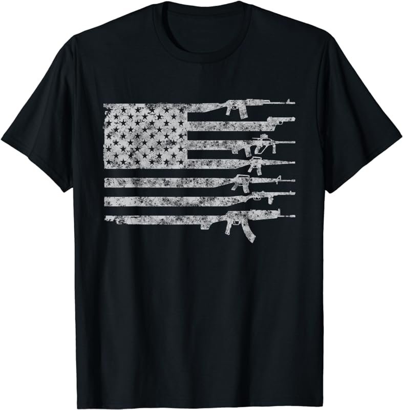 Vintage US American Flag USA Pro Gun Retro for Gun-Owners T-Shirt