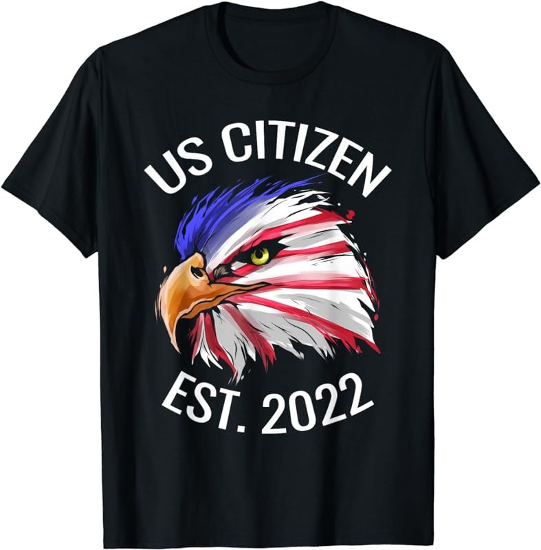 US citizen est. 2022, eagle in colors of US flag, patriotic T-Shirt