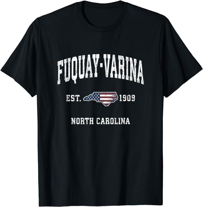 Fuquay-Varina North Carolina NC Vintage American Flag Design T-Shirt