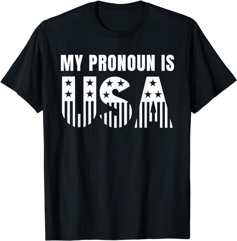 Funny Saying My PRONOUN IS USA Stars & Stripes Patriotic T-Shirt
