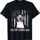 Boston Terrier Dad American Flag 4th Of July Dog Fathers Day T-Shirt