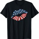 Funny July 4th shirts USA Patriotic American Flag Lips T-Shirt